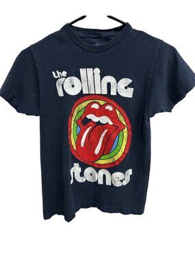 The Rolling Stones Navy Graphic T-Shirt Cotton Band Tee Sz XS